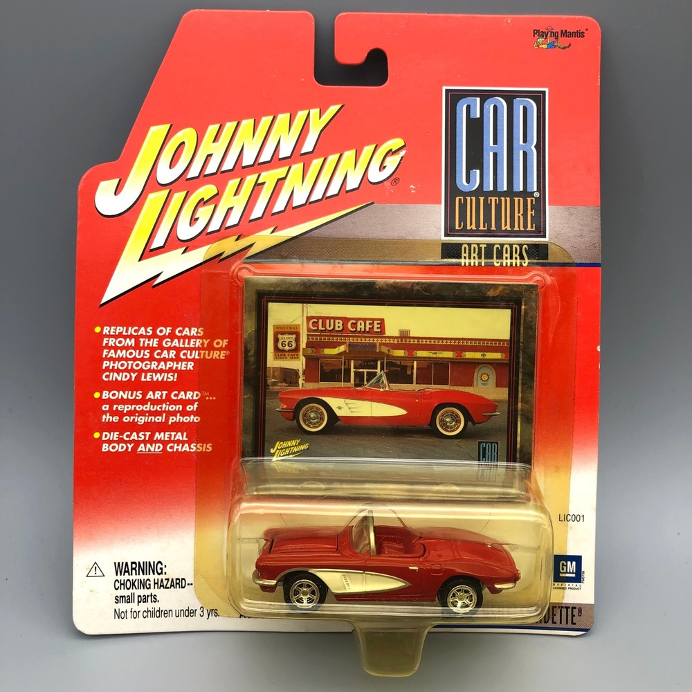 Johnny Lightning 1961 Chevy Corvette Red Art Cars Car Culture Diecast 1/64 Scale